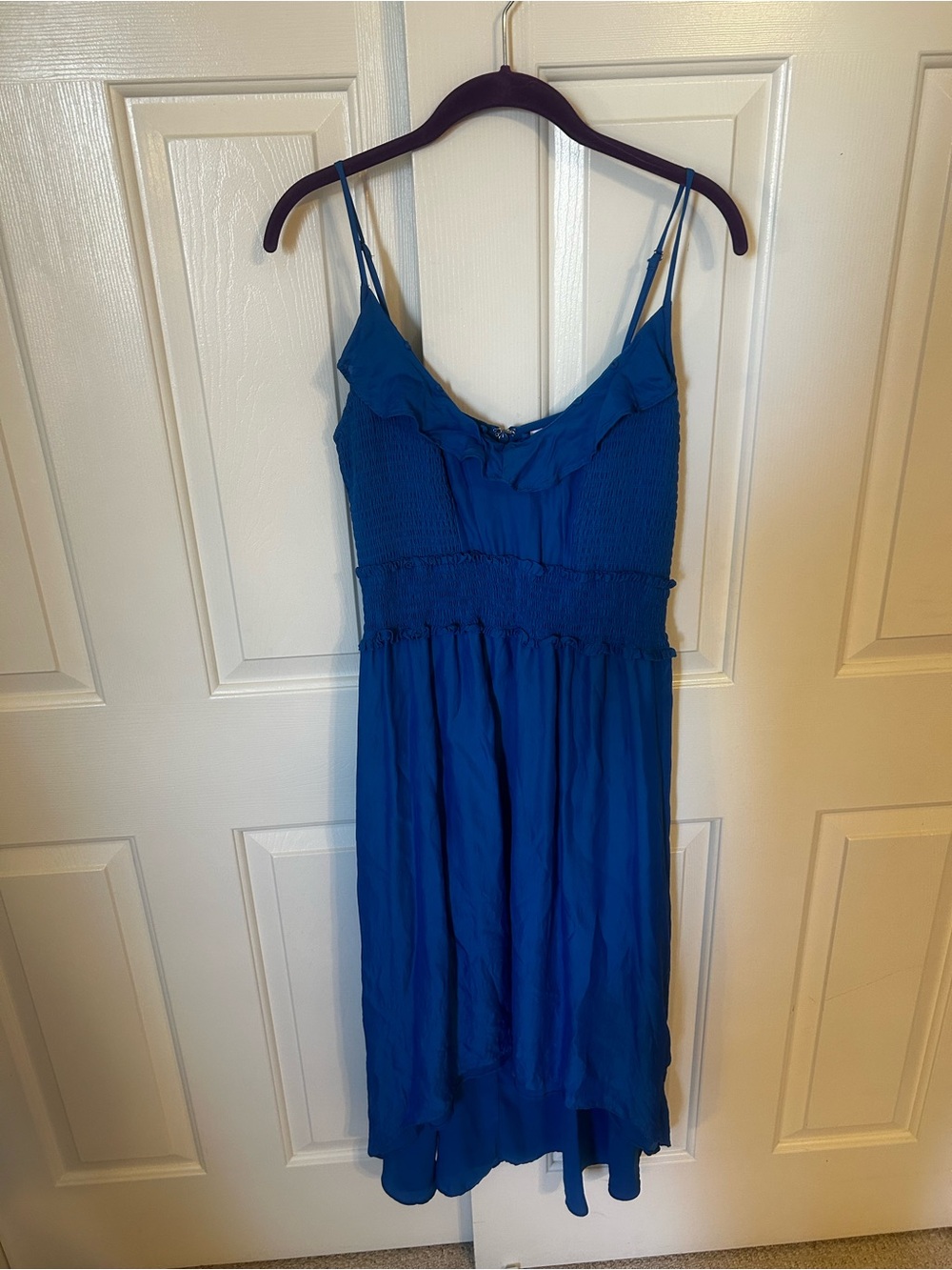 Parker 100% Silk - Blue Spaghetti Strap Sundress